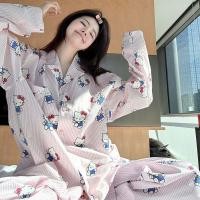 ราคา ชุดนอนสไตล์เกาหลีแขนยาว การ์ตูน Kitty Cat สำหรับ Loungewear และแฟชั่น (46259205920)