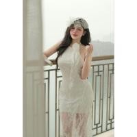 ราคา เดรสผูกคอดีเทลดอกไม้ช่วงคอผ้าลูกไม้ยืดนะคะ (49807074876)