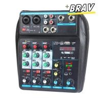 ราคา BRAV DJ Console Mixer with 48V Phantom Power Bluetooth Audio Mixer 4 Channel Monitor Karaoke System Portable USB Mixer (57707992044)