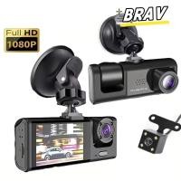 ราคา BRAV Car DVR APP Control IR Night Vision เครื่องบันทึกยานพาหนะ 360 ดูการบันทึก HD 3 ช่อง Car Dashcam บันทึกการขับขี่ (56557183790)