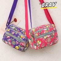 ราคา BRAV กระเป๋าสะพายข้าง กระเป๋าสะพายวินเทจคลาสสิก กระเป๋าถือพิมพ์ลายลายดอกไม้ลําลองไนลอนหลายชั้น (51507332744)