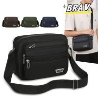 ราคา BRAV กระเป๋าสะพายข้างผู้ชาย ไนลอนสีดําสีน้ําตาลสีฟ้าสีเขียวกระเป๋าสะพาย สี่เหลี่ยมผืนผ้า 4 ซิป 6 ซิปผ้า Man กระเป๋าถือชาย (50707824287)