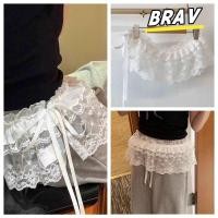 ราคา ลูกไม้มินิกระโปรงลายดอกไม้ปัก Lace Up Ruffles สำหรับแมทช์กับกางเกงยีนส์ (43379944348)
