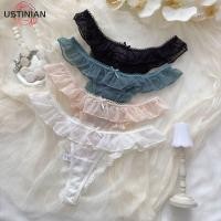ราคา UTIA Women s Sexy See through Thong Panties Ruffles Mesh T Pants Thin and Breathable (18696631646)