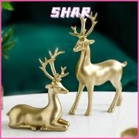 ราคา SHAR 2PCS Elk Sculpture Miniature Figurines เรซิ่นคริสต์มาส Reindeer ตุ๊กตา นั่งยืนกวางกวางรูปปั้นตู้ (54608475385)
