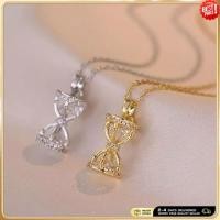 ราคา นาฬิกาทรายสร้อยคอดีไซน์เรียบหรูกึ่งจี้ ทำจากสแตนเลสสตีลเคลือบทองคำ 14K และคริสตัลทราย เหมาะสำหรับผู้หญิงและสามารถใช้เป็นของขวัญได้ (52350354189)
