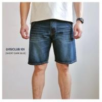 ราคา LVISCLUB 101 กางเกงยีนส์ขาสั้นทรงกระบอกผ้าไม่ยืดเป้าซิปฟอกเฟดสีมิดไนท์บูล (50057400817)