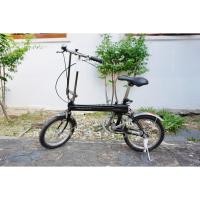 ราคา จักรยานพับได้ญี่ปุ่น พับแบบสไลด์ ล้อ 16 นิ้ว Single Speed Fujicycle สีดำ จักรยานมือสอง (17696888754)