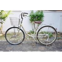 ราคา จักรยานแม่บ้านญี่ปุ่น ล้อ 26 นิ้ว ไม่มีเกียร์ Miyata สีเขียวขี้ม้า จักรยานมือสอง (52009116399)