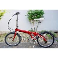 ราคา จักรยานพับได้ญี่ปุ่น ล้อ 20 นิ้ว เกียร์ 7 สปีด อลูมิเนียม Dahon Route สีแดง จักรยานมือสอง (51459112766)