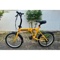 ราคา จักรยานพับได้ญี่ปุ่น ล้อ 20 นิ้ว Single Speed Hummer สีเหลือง จักรยานมือสอง (45759136613)