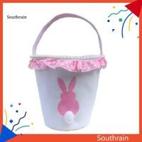 ราคา SOU Rabbit Printing Easter Egg Hunts Basket Canvas Bag with Handle Festival Supply (52706390167)