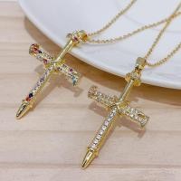 ราคา Hip Hop Cross สร้อยคอ Micro Inlaid Zircon 14K Gold Clavicle Chain Commuter จี้เล็บประณีต 4 17 (47859026976)