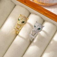 ราคา ทองแดง Gold Plated Micro Inlaid Zircon แฟชั่นเสือดาวหัวเปิดแหวนผู้ชายผู้หญิงสไตล์ Hip Hop แหวนสร้อยข้อมือ 4 17 (42130145555)