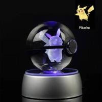ราคา Pokemon Crystal Ball 3D ของเล่น Snorlax Mewtwo Pikachu ตัวเลข Pokémon แกะสลักรุ่นพร้อมไฟ LED (50707785267)