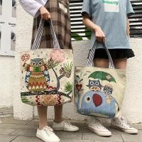 ราคา กระเป๋าสะพายไหล่ผ้าแคนวาสสไตล์พม่าใหม่ กระเป๋าสตรีไทยอินเทรนด์ปักลายนกฮูกกระเป๋าช้าง (27316716725)