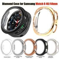 ราคา Bling PC Hollow Protector สําหรับ Samsung Galaxy นาฬิกา 8 40 มม 44 มม เพชรคริสตัลกรณี Hard สําหรับ Samsung Galaxy Watch8 ป้องกันนาฬิกาแฟชั่นกันชน (41829627560)