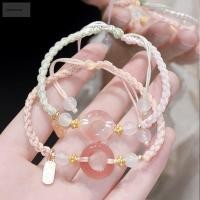 ราคา พร้อมสต็อก เถาจือเหยา สีชมพูปลอดภัยหัวเข็มขัดสร้อยข้อมือสาวหัวใจมูลค่าสูงทอมือเชือกสร้อยข้อมือแฟนคู่สร้อยข้อมือหญิง (55255890712)