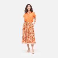 ราคา Ikat Cotton Voile Gathered Skirt Orange White (43118338879)