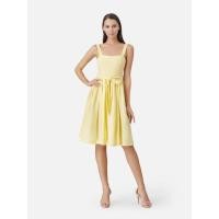 ราคา Solid Linen Shoulder Strap Midi Dress (55957737089)