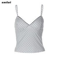 ราคา SMILE Sling Top เสื้อกั๊กสายเดี่ยวคอวีลายจุด สายสปาเก็ตตี้สไตล์เปลือย Slim Fit Sling Summer (57157490089)
