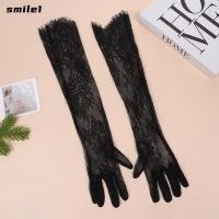 ราคา รอยยิ้ม 1คู่ถุงมือลูกไม้ ยาววัสดุบางถุงมือเจ้าสาว สไตล์โปร่งใสลายดอกไม้ผ้าเชียร์ถุงมือแต่งงานแต่งงานเจ้าสาวแต่งงาน (56405242594)