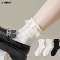 ราคา รอยยิ้มถุงน่องขอบลูกไม้ ถุงน่องโลลิต้าระบายอากาศน้ําหนักเบา แฟชั่นสีดําสีขาวสบายน่ารักเจเคถุงเท้ากลางลูกวัวสําหรับผู้หญิงสาว (55908218026)