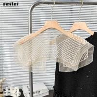 ราคา SMILE เสื้อลูกไม้ผู้หญิง ผ้าคลุมไหล่ลูกไม้ปัก Organza ผ้าคลุมไหล่ Dingzhu ปลอกคอปลอม ปลอกคอพลาสเก็ตด้านหน้า (55656188585)