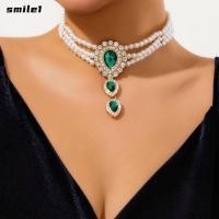 ราคา รอยยิ้มสร้อยคอมุกเทียม เค้นคอย้อนยุคแฟชั่น การดําเนินงานแสงหรูหราอารมณ์เพชรฝังสร้อยคอพลอย (55156813528)