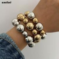 ราคา รอยยิ้ม 3ชิ้น เซ็ตลูกปัดโซ่สร้อยข้อมือ สีทองเงินสีบิ๊กบอลกําไล แฟชั่นพลาสติกลูกปัดเครื่องประดับมือเชือกยืดหยุ่นลูกปัดเสน่ห์กําไลผู้ห (53556812412)