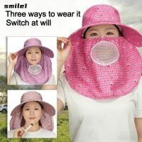 ราคา หมวกกันแดด SMILE หมวกกันแดดระบายอากาศได้ตาข่าย Fordable แฟชั่นป้องกันคอหน้าปีกกว้างหมวกคลุมหน้าป้องกันรังสียูวีฤดูร้อน (51657235217)