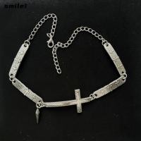 ราคา SMILE Choker สร้อยคอ Y2K Punk Spliced Cross สร้อยคอ Silver Grunge Rock Hip Hop สร้อยคอเครื่องประดับ (50756207450)