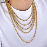 ราคา สร้อยคอโซ่ SMILE Jewellry Gold Plated Twisted เชือก Hip Hop Rock สแตนเลส Cool Punk Choker สําหรับผู้หญิงผู้ชาย (50156207576)