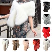ราคา SMILE ผู้หญิง Faux Fur ผ้าคลุมไหล่ยาว Stole Shrug ชุดราตรีฤดูหนาวยาวผ้าพันคอเจ้าสาว เสื้อผ้าอุปกรณ์เสริมป้องกันกระดูกสันหลังส่วนคอ Thicken Wrap ผ้าคลุมไหล่ฤดูใบไม้ร่วงฤดูหนาวคอ Warm (49405255910)