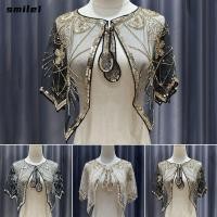 ราคา SMILE Flapper ผ้าคลุมไหล่ เสื้อคลุมเลื่อมแฮนด์เมดลูกปัด วินเทจพร้อมเดรส 1920s เสื้อคลุมสั้น (49306829559)
