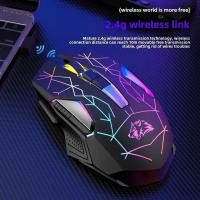 ราคา X18 เมาส์สําหรับเล่นเกมไร้สายแบบชาร์จไฟได้ Rainbow RGB Backlit Optical Sensor และ 3 DPI Ergonomic Gamer เม้าส์สําหรับ Windows Mac (51858335919)