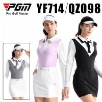 ราคา Pgm ผู้หญิงแขนยาวกอล์ฟเสื้อยืดผู้หญิง Patchwork OL เสื้อกอล์ฟสบายๆกีฬาสุภาพสตรี Silm Polo V คอ Tops YF714 (26679313503)