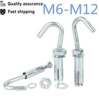 ราคา สีฟ้าสีขาวสังกะสีขยายตะขอสกรู M6 M12 รอบตะขอตะขอดึงระเบิด Daquan Hook แหวนขยาย Bolt M8M10M12 (41528873654)