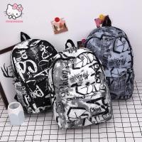 ราคา trysingoin ใหม่แฟชั่น Graffiti Letter คู่กระเป๋านักเรียน Leisure Travel กระเป๋าเป้สะพายหลังอเนกประสงค์ TH (27275415498)