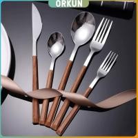 ราคา Orkun ช้อน ส้อม มีด มีดโต๊ะ สไตล์ด้ามจับเลซิ่นลายไม้ ช้อนส้อมสแตนเลส 1 ชิ้น Tableware (58104653028)