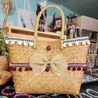 ราคา พร้อมส่ง กระเป๋ากระจูด ตกแต่งมาคราเม่ สไตล์วินเทจ Bohemian Macrame ของขวัญ กระเป๋าวินเทจ กระเป๋าผู้หญิง (22452966809)