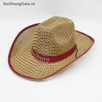 ราคา หมวกปีกกว้างคาวบอย retro western สำหรับผู้ชาย ออกแบบพิมพ์ลาย ผลิตจากฟาง (54458689747)