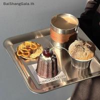 ราคา BSG หรูหราสี่เหลี่ยมสแตนเลสถาดเสิร์ฟ Cafe เค้กจานขนมถาดเก็บถาด Home Kitchen Storage ตารางจาน BSG (51059061323)