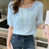 ราคา Walkon แฟชั่นเสื้อฤดูร้อนแขนสามส่วน ดีไซน์โอเวอร์ไซส์ ปักลวดลายดอกไม้ ผ้าลินินเบาสบาย ใส่แล้วโปร่งสบาย (26239628692)