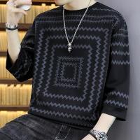 ราคา Walkon พร้อมส่ง เสื้อแฟชั่นผชคอกลมแขนยาวลายเส้นหยักสีเหลี่ยมเต็มตัว เสื้อยืดแขนยาวผชสไตล์หมุ่นเกาหลีเกาใจ เสื้อแฟชั่นผ้ (24637079199)