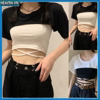 ราคา ผลิตภัณฑ์ใหม่ สตรีลําลองรอบคอแขนสั้นรั่วหน้าอกเสื้อยืดเสื้อสวมหัวท็อปส์ (54558049148)