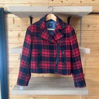 ราคา Gap Festive Plaid Wool Moto Jacket (25915391203)