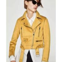 ราคา ZARA Ladies Mustard Yellow Faux Suede Biker Jacket (26135226524)