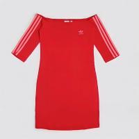 ราคา adidas off the shoulder dress red (24621909649)