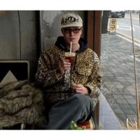 ราคา Supreme Fleece Zip Up Hooded Shirt Jacket Brown Leopard (46409022086)
